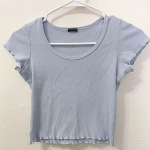 Brandy Melville Ruffle Scoop Neck Crop Top